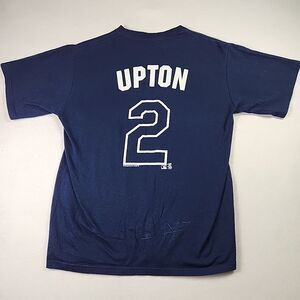 MLB Tampa Bay Rays #2 Upton Blue Short Sleeve Shirt T-Shirt Medium